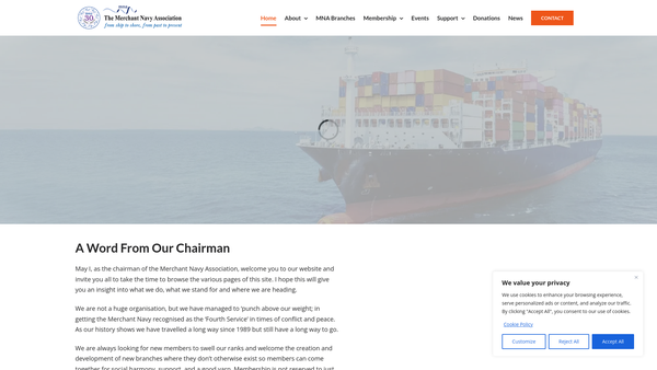 Screenshot of the The Merchant Navy Association website