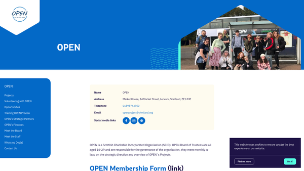 Screenshot of the Open SCIO website