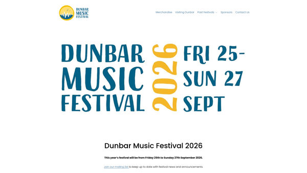 Screenshot of the Dunbar Music Festival website