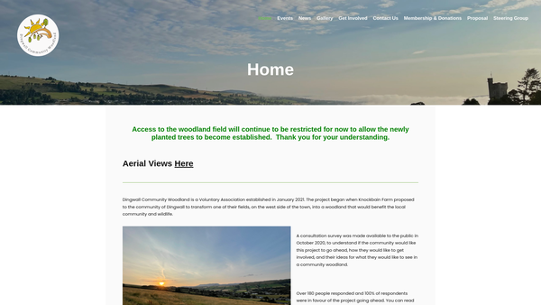 Screenshot of the Dingwall Community Woodland (SCIO) website