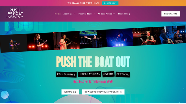 Screenshot of the Push the Boat Out Arts SCIO website