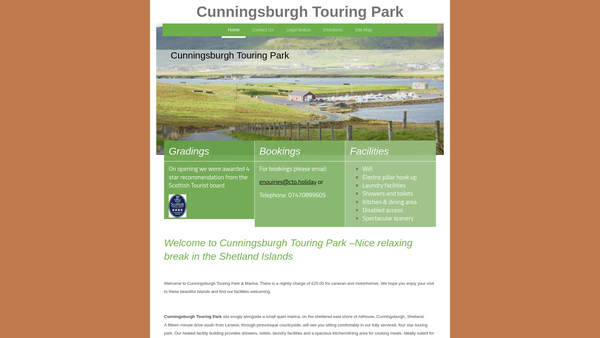 Screenshot of the Cunningsburgh Community Recreational Facility SCIO website