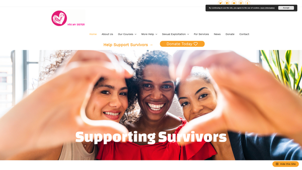 Screenshot of the You My Sister website