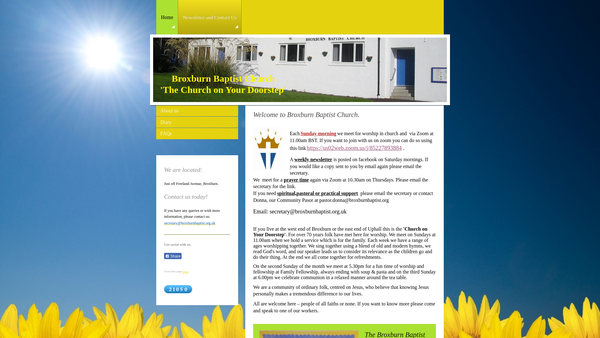 Screenshot of the Broxburn Baptist Church SCIO website