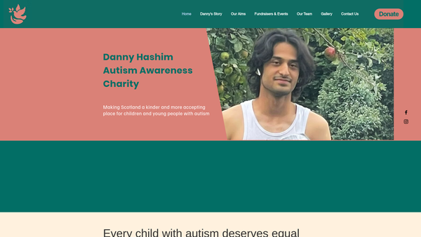 Screenshot of the Danny Hashim Autism Awareness Charity website