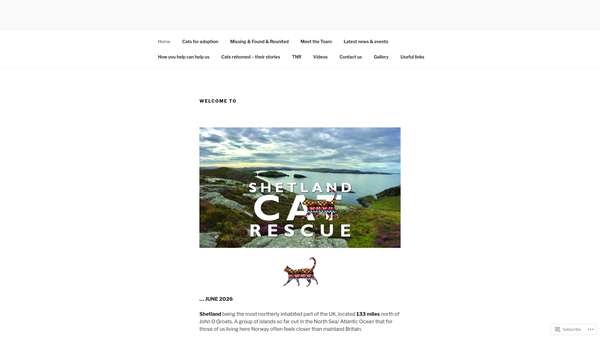 Screenshot of the Shetland Cat Rescue website