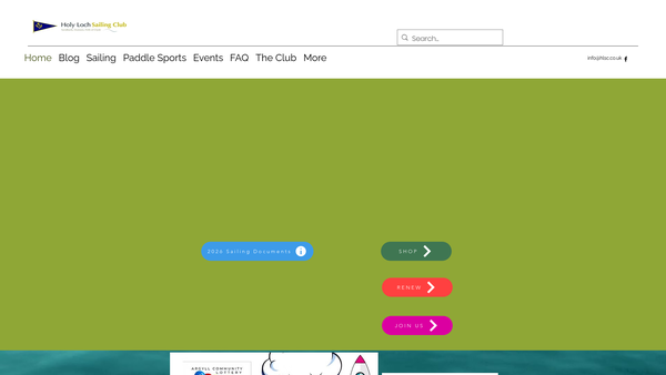 Screenshot of the Holy Loch Sailing Club SCIO website