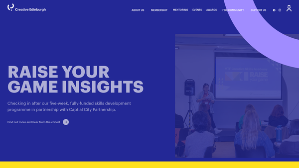Screenshot of the Creative Edinburgh Limited website