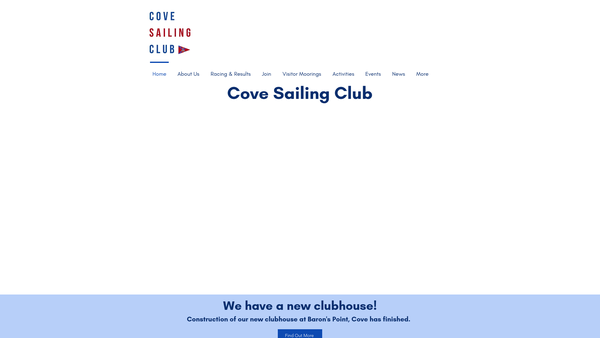Screenshot of the Cove Sailing Club (SCIO) website