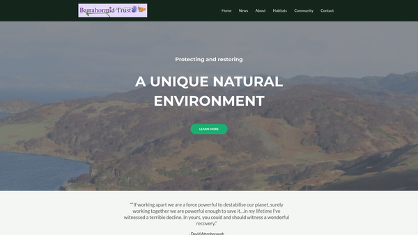 Screenshot of the Barrahormid Trust website