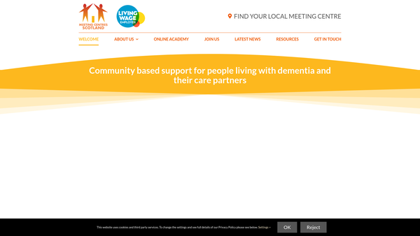 Screenshot of the Meeting Centres Scotland website
