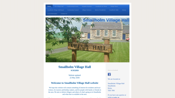 Screenshot of the Smailholm Village Hall website