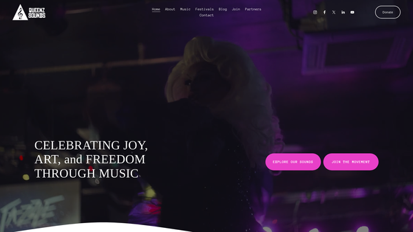 Screenshot of the Queenz Sounds website