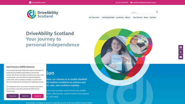 Screenshot of the DriveAbility Scotland website