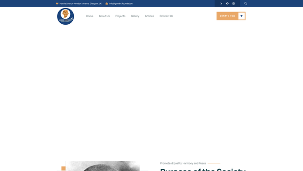 Screenshot of the Gandhian Peace Society website
