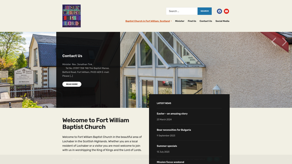 Screenshot of the Fort William Baptist Church SCIO website