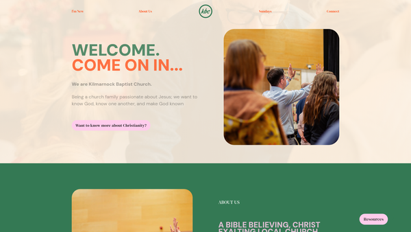Screenshot of the Kilmarnock Baptist Church SCIO website