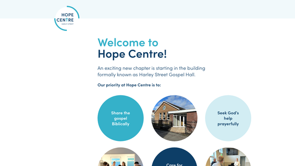 Screenshot of the Hope Centre Harley Street website