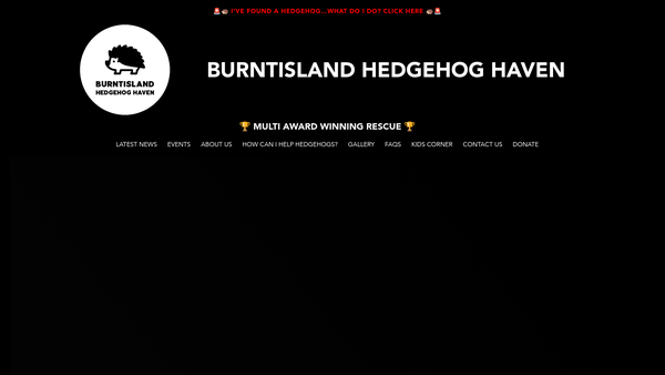Screenshot of the Burntisland Hedgehog Haven website