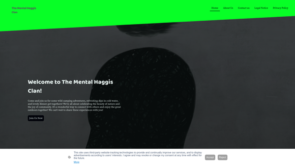 Screenshot of the Mental Haggis Clan SCIO website