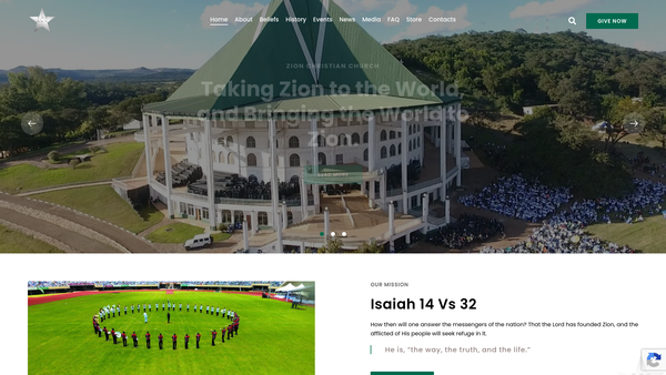 Screenshot of the Zion Christian Church website