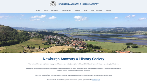 Screenshot of the Newburgh Ancestry and History Society website