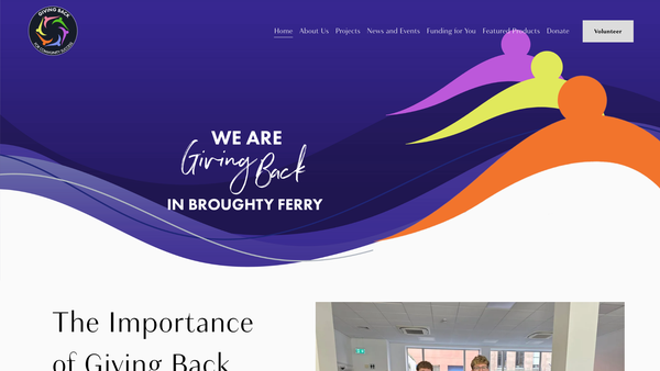 Screenshot of the Giving Back website