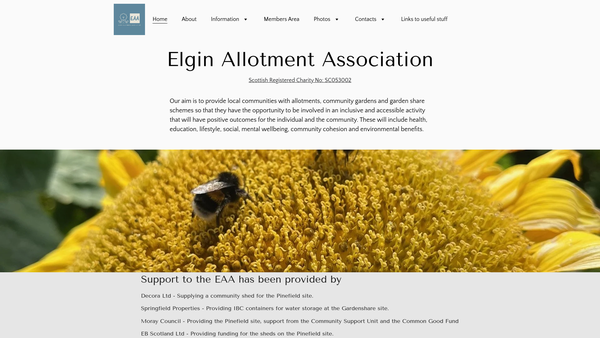 Screenshot of the Elgin Allotments Association website