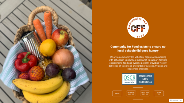 Screenshot of the Community For Food website