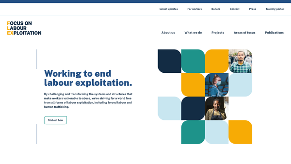 Screenshot of the Focus on Labour Exploitation website