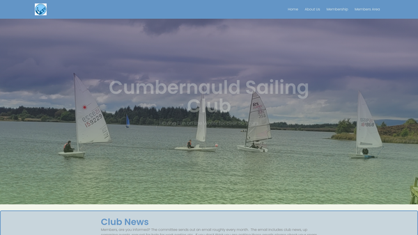 Screenshot of the Cumbernauld Sailing Club website