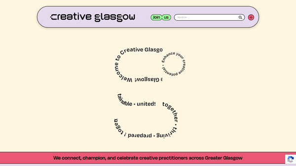 Screenshot of the Creative Glasgow website