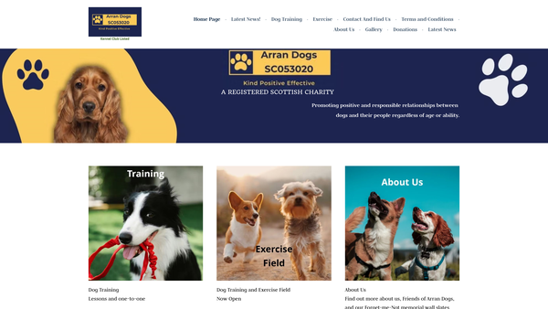 Screenshot of the Arran Dogs website