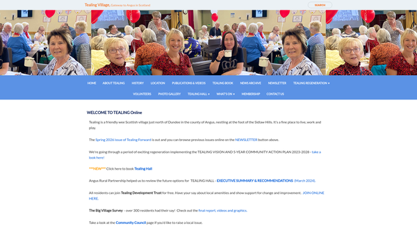 Screenshot of the Tealing Development Trust Ltd website