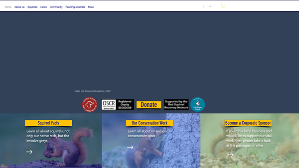 Screenshot of the Central Borders Red Squirrel Network website