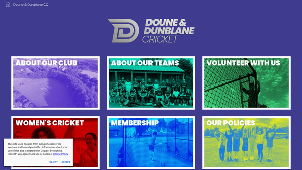 Screenshot of the Doune & Dunblane Cricket website