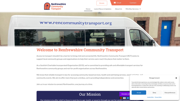 Screenshot of the Renfrewshire Community Transport website
