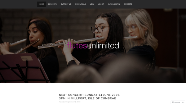 Screenshot of the Flutes Unlimited website