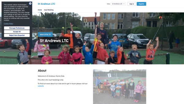 Screenshot of the St Andrews Lawn Tennis Club SCIO website