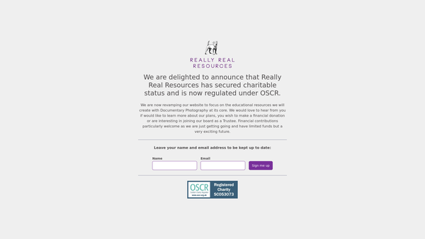 Screenshot of the Really Real Resources website
