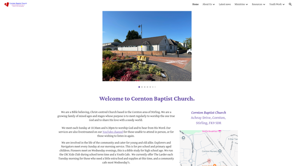 Screenshot of the Cornton Baptist Church SCIO website