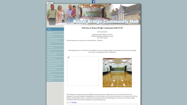 Screenshot of the Bonar Bridge Community Hall SCIO website