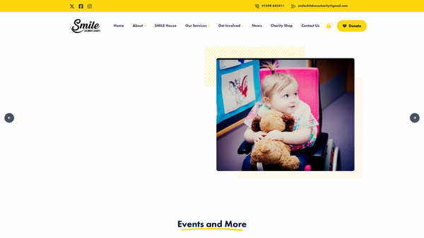 Screenshot of the Smile Children's Charity SCIO website