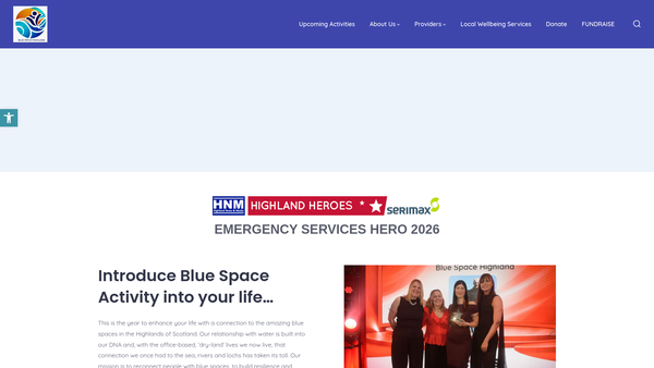Screenshot of the Blue Space Highland website
