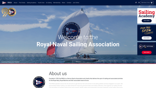 Screenshot of the Royal Naval Sailing Association website