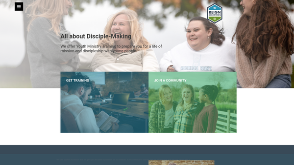 Screenshot of the Reign Ministries website