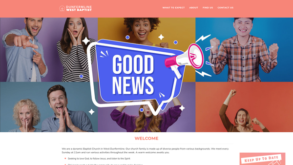 Screenshot of the Dunfermline West Baptist Church SCIO website