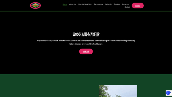 Screenshot of the Woodland Wakeup website