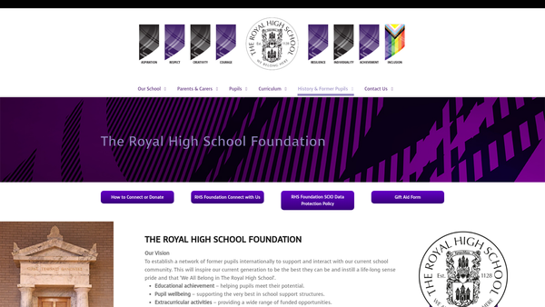 Screenshot of the The Royal High School Foundation SCIO website