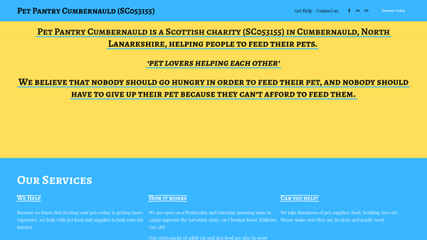 Screenshot of the Pet Pantry Cumbernauld website